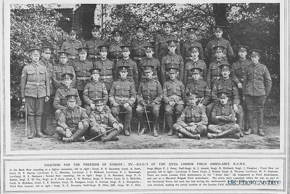 Royal Army Medical Corps London Field Ambulance NCOs The Illustrated War News 14th July 1915