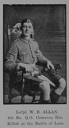 Allan W B L/Cpl 1849 4th Cameron Highlanders The Sword Of The North Highland Memories Of The Great War