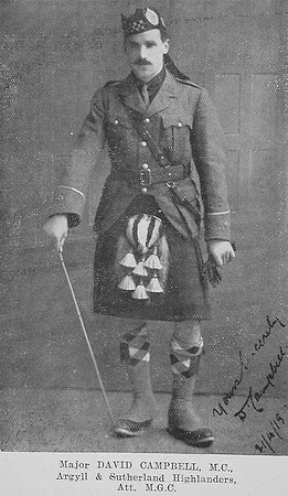 Campbell D Major MC Argyll & Sutherland Highlanders Attd Machine Gun Corps The Sword Of The North Highland Memories Of The Great War - Dugald MacEchern