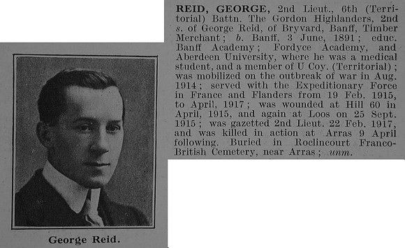 Reid G 2nd Lt 6th Gordon Highlanders Obit De Ruvignys Roll Of Honour Vol 3