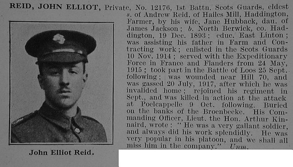 Reid J E Pte 1st Scots Guards Obit De Ruvignys Roll Of Honour Vol 3