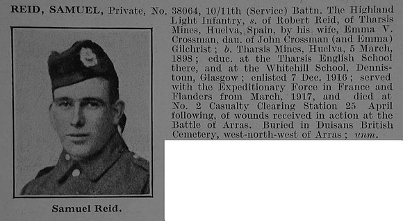 Reid S Pte 11th Highland Light Infantry Obit De Ruvignys Roll Of Honour Vol 3