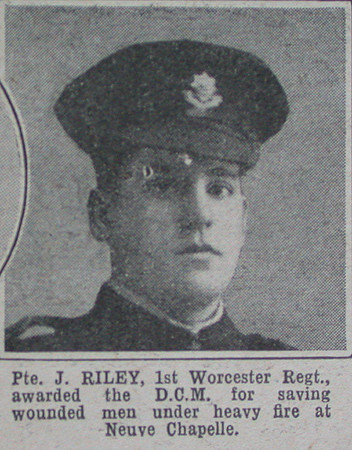 Riley J Pte DCM 1st Worcester Regt The War Illustrated 8th April 1916