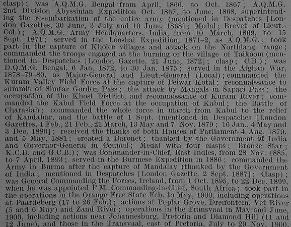 Roberts F S Field Marshall & Comm In Chief Of HM Forces VC KG KP PC GCB GCSI GCIE OM Obit Part 2 De Ruvignys Roll Of Honour Vol 3