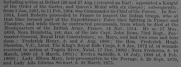Roberts F S Field Marshall & Comm In Chief Of HM Forces VC KG KP PC GCB GCSI GCIE OM Obit Part 3 De Ruvignys Roll Of Honour Vol 3
