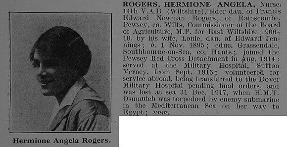 Rogers H A Nurse 14th VAD Obit De Ruvignys Roll Of Honour Vol 3