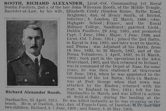 Rooth R A Lt Col Obit 1st Royal Dublin Fusiliers Obit De Ruvignys Roll Of Honour Vol 1