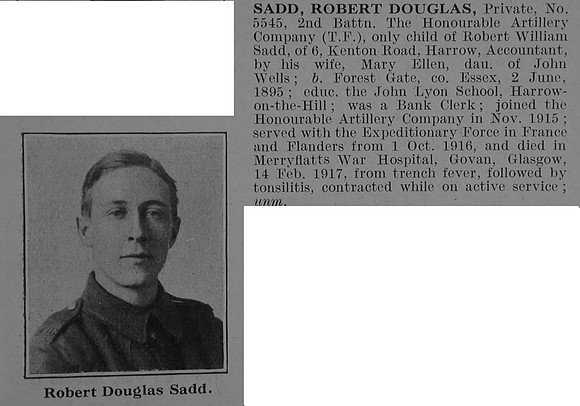 Sadd R D Pte 5545 2nd Honourable Artillery Company Obit De Ruvignys Roll Of Honour Vol 3