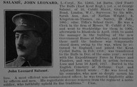 Salame J L LCpl 15805 1st East Kent Regiment Obit De Ruvignys Roll Of Honour Vol 3