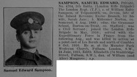 Sampson S E Pte 4704 5th London Regiment (London Rifle Brigade) Obit De Ruvignys Roll Of Honour Vol 3