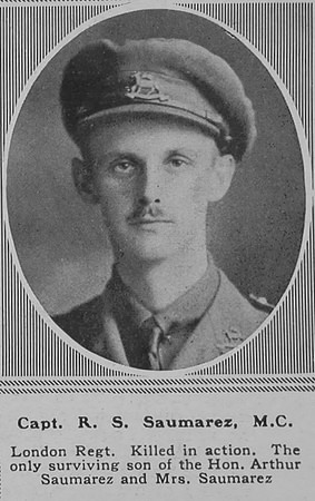 Saumarez R S Captain MC 22nd London Regt The Sphere 20th July 1918