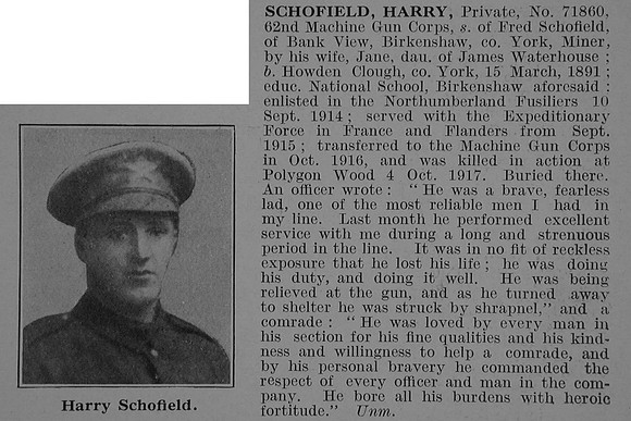Schofield H Pte 71860 Machine Gun Corps Obit De Ruvignys Roll Of Honour Vol 3
