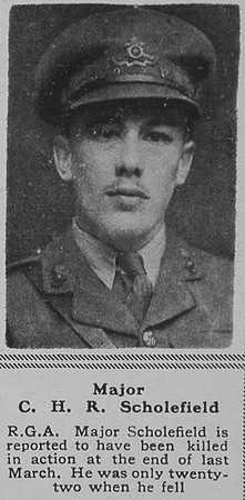 Scholefield C H R Major Royal Garrison Artillery The Sphere 8th June 1918