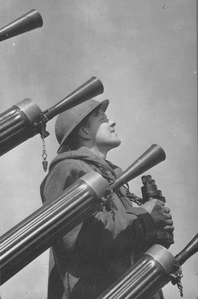 Leading Seaman Ronald Powell With Anti Aircraft Guns On A Minesweeper