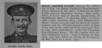 Hall A C Pte 18775 1st Canadian Expeditionary Force Obit