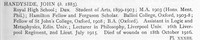 Handyside J 2nd Lt 16th Kings Liverpool Regiment Obit