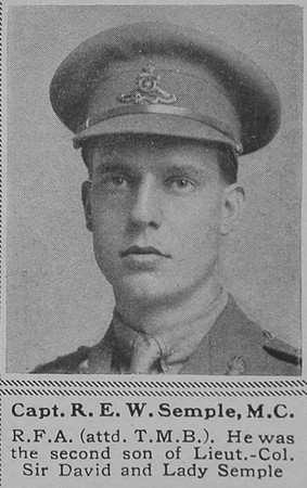 Semple R E W Captain MC Royal Field Artillery The Sphere 11th Jan 1919
