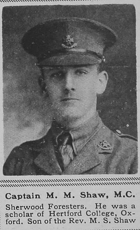 Shaw M M Captain MC 2nd Notts & Derby Regt The Sphere 8th June 1918