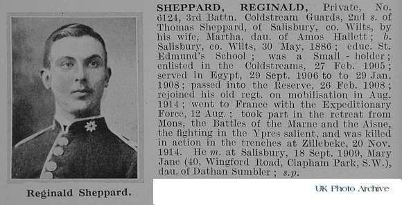 Sheppard R Pte 3rd Coldstream Guards Obit De Ruvignys Roll Of Honour Vol 1