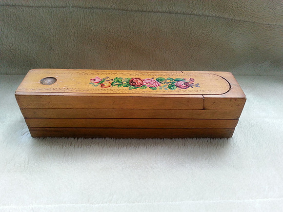 Vintage 1930s Wooden Pencil Case Four Layers Slide Out Belonged To Nora Smith