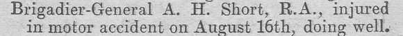 Short A H Brig Gen Royal Artillery Caption