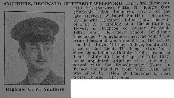 Smithers R C W Captain 3rd Attd 7th Kings Own Yorkshire Light Infantry Obit De Ruvignys Roll Of Honour Vol 3