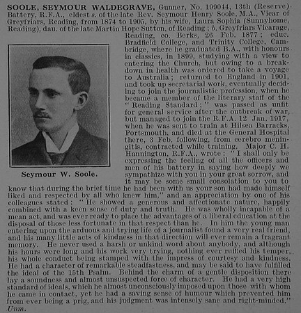 Soole S W Gnr 199044 Royal Field Artillery Obit De Ruvignys Roll Of Honour Vol 3