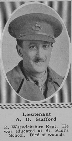 Stafford A D Lt 1st Royal Warwickshire Regiment The Sphere 27th July 1918