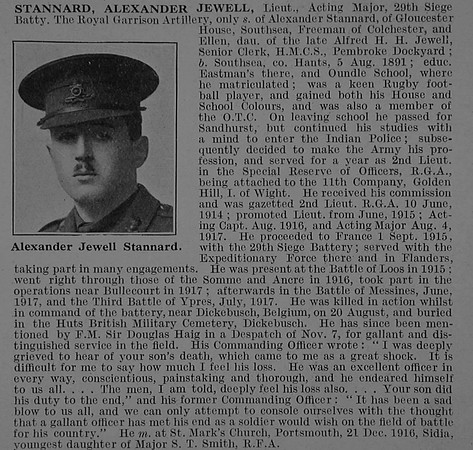 Stannard A J Lt Royal Garrison Artillery Obit De Ruvignys Roll Of Honour Vol 3