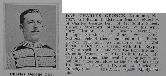 Day C G Drummer 7037 3rd Coldstream Guards Obit