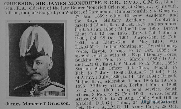 Grierson J M Lt Col Sir KCB CVO CMG General Staff Obit Part 1 De Ruvignys Roll Of Honour Vol 1