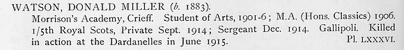 Watson D M Pte 5th Royal Scots Obit