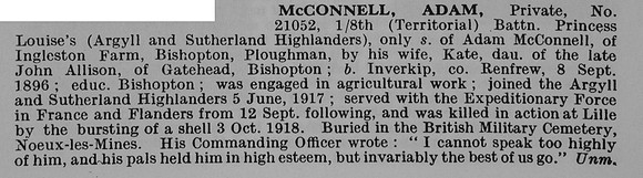 McConnell A Pte 21052 8th Argyll And Sutherland Highlanders Obit De Ruvignys Roll Of Honour Vol 5
