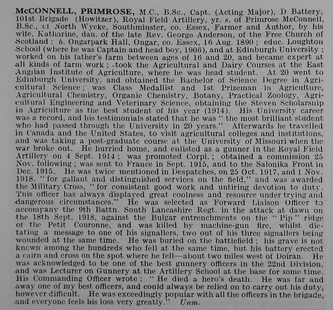 McConnell P Captain MC Royal Field Artillery Obit De Ruvignys Roll Of Honour Vol 5