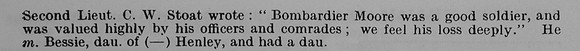 Moore A Gnr 89294 Royal Garrison Artillery Obit Part 2 De Ruvignys Roll Of Honour Vol 1
