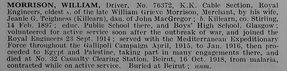 Morrison W Dvr 76372 Royal Engineers Obit De Ruvignys Roll Of Honour Vol 5