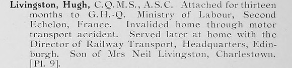 Livingston H Coy QMS Army Service Corps Photo Available Plate 9
