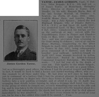 Tawse J G Captain Royal Field Artillery Obit De Ruvignys Roll Of Honour Vol 3