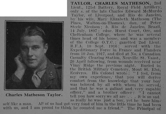 Taylor C M 2nd Lt Royal Field Artillery Obit Part 1 De Ruvignys Roll Of Honour Vol 3