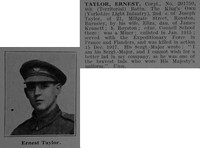 Taylor E Cpl 201750 4th Kings Own Yorkshire Light Infantry Obit De Ruvignys Roll Of Honour Vol 3