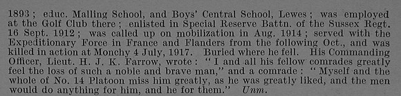 Taylor G W E Sergt S-1701 7th Royal Sussex Regiment Obit Part 2 De Ruvignys Roll Of Honour Vol 4