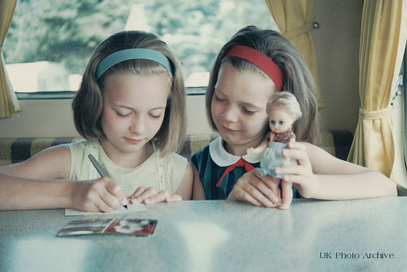 1960s Children In A Caravan With Amanda Jane Doll