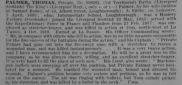 Palmer T Pte 358082 10th Kings Liverpool Regiment