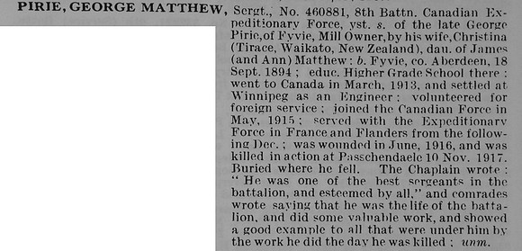 Pirie G M Sergt 460881 8th Canadian Infantry