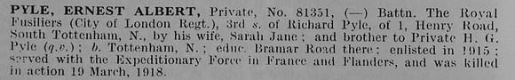 Pyle E A Pte 81351 23rd London Regiment