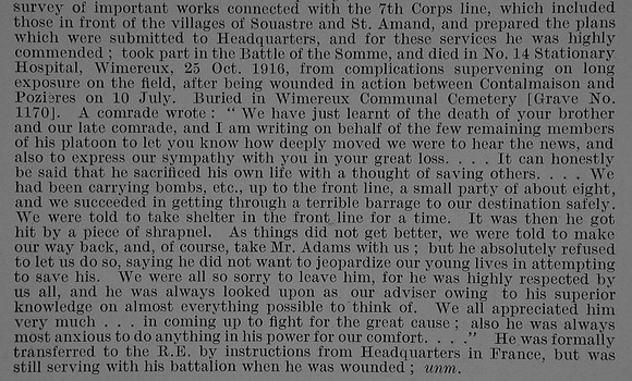 Adams H E Rfn 2950 13th Rifle Brigade Obit Part 2 De Ruvignys Roll Of Honour Vol  2