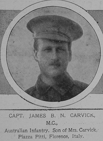 Carvick J B N Captain MC Australian Infantry The Illustrated London News 11th Aug 1917