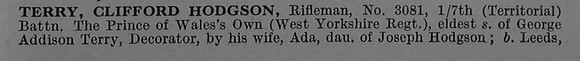 Terry C H Rfn 3081 7th West Yorkshire Regiment Obit Part 1 De Ruvignys Roll Of Honour Vol 4