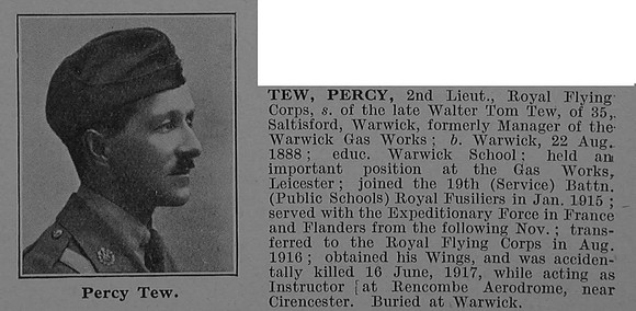 Tew P 2nd Lt Royal Flying Corps Obit De Ruvignys Roll Of Honour Vol 4