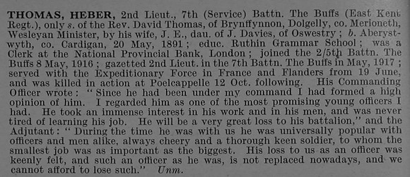 Thomas H 2nd Lt 7th East Kent Regiment Obit De Ruvignys Roll Of Honour Vol 4